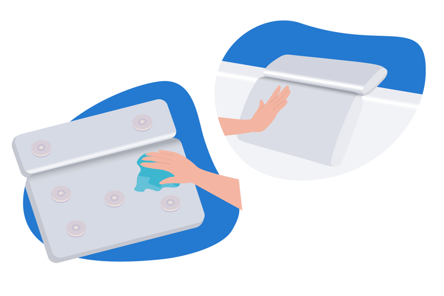 woman pressing suction cups to bath